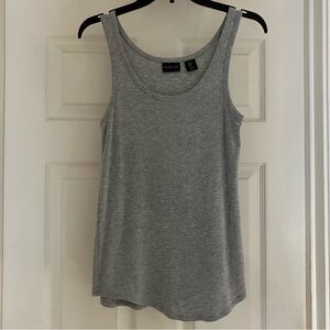 RACHEL ZOE Classic Grey Tank Top Pima Cotton Rounded Hem M